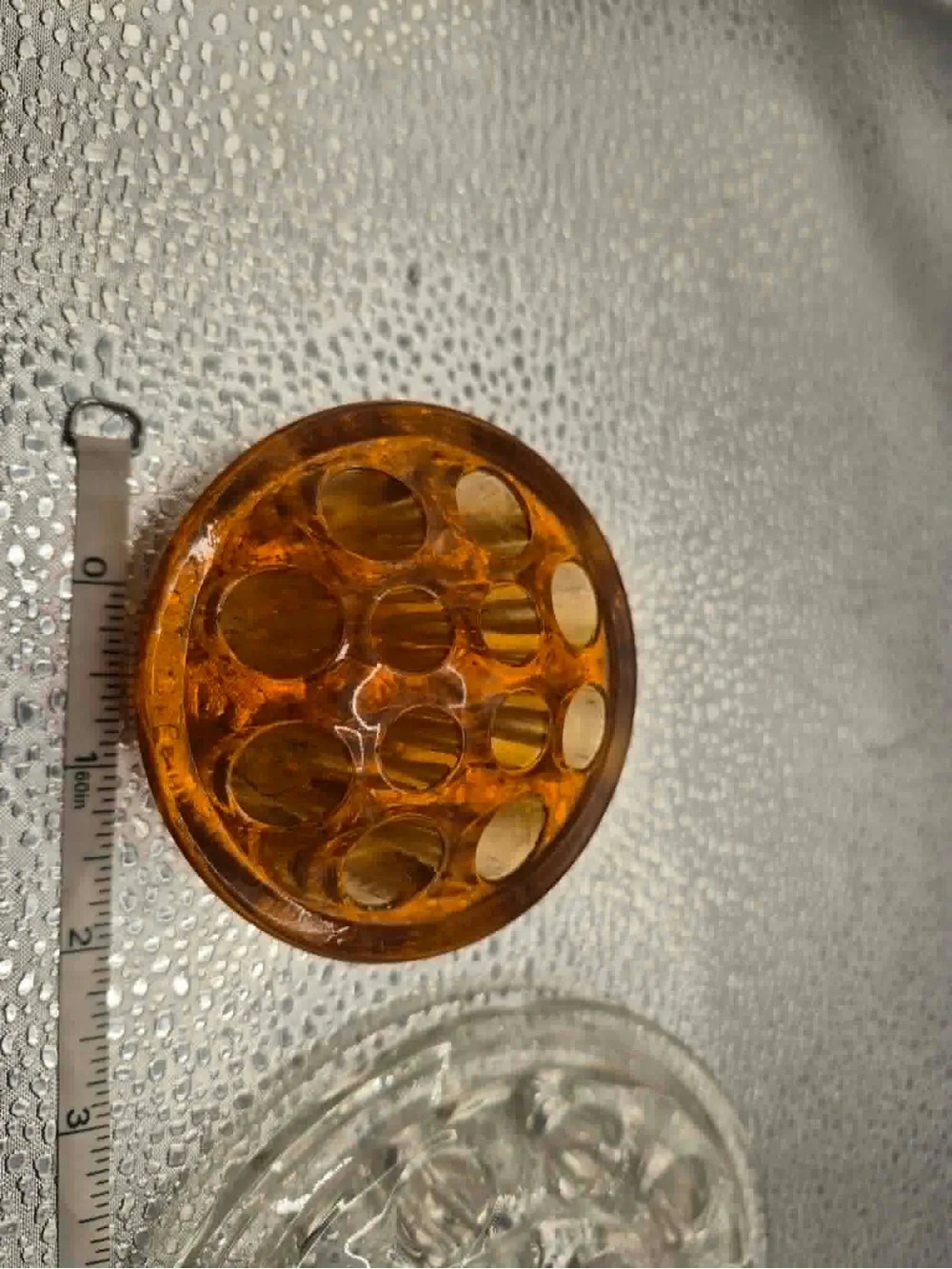 Vintage  Flower Frog Pair Marigold Amber Glass & Crystal Antique Imperial Glass